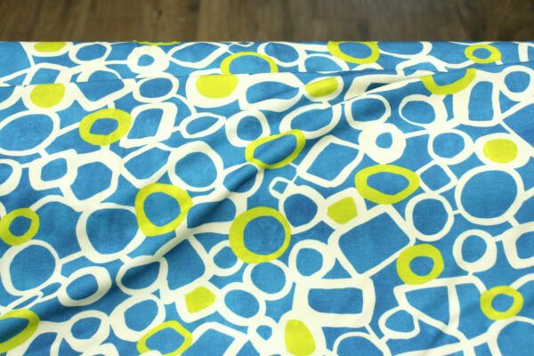 Viskosejersey // Circles And Rectangles // Cyan – Bild 3