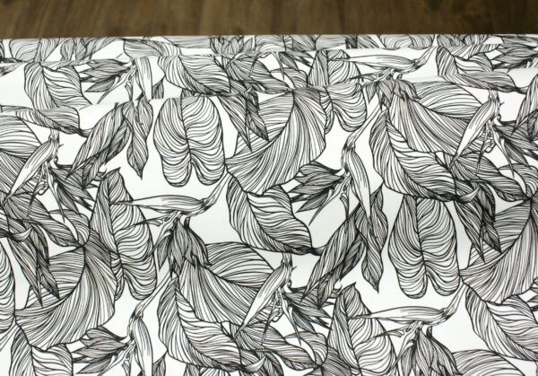 Baumwollstoff mit Elastan // Big Leaves // Black White – Bild 3