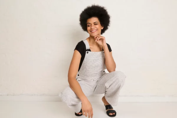 Denim // Atelier Jupe // White and Navy Striped Cotton Jeans – Bild 5
