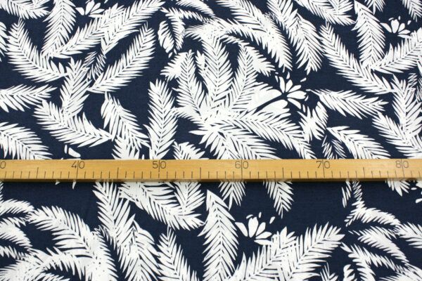 Viskose // Palm Leaves Blue – Bild 3