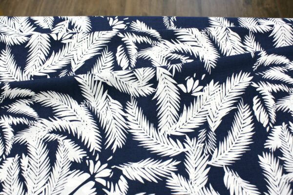 Viskose // Palm Leaves Blue – Bild 2
