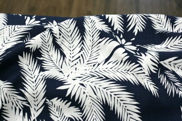 Viskose // Palm Leaves Blue – Bild 4