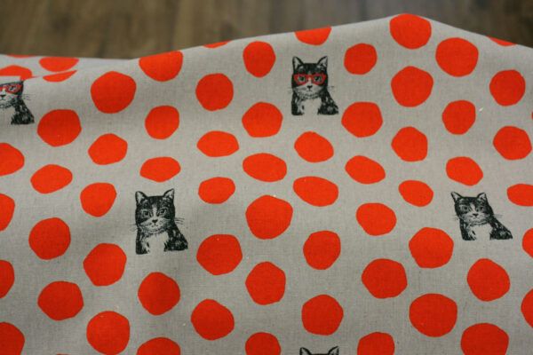 Canvas // Kokka  // Neko Noe // Cats Red Grey – Bild 4