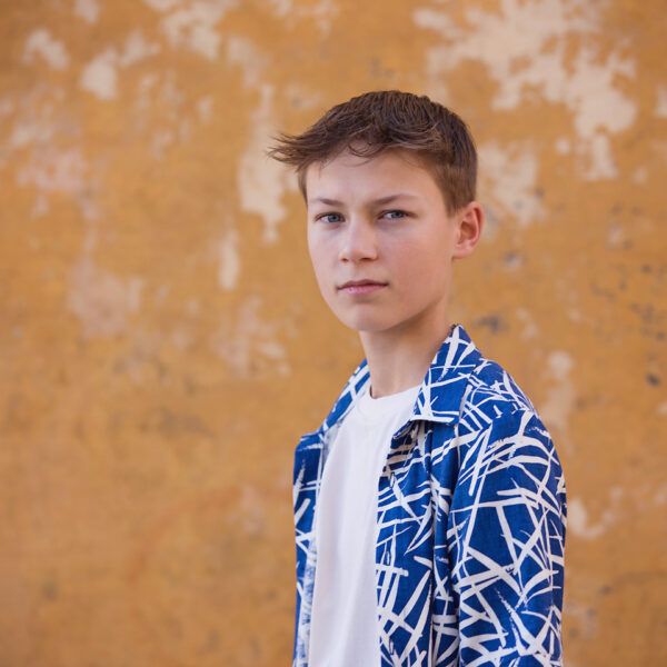 Leinen Viskose Mix // SYAS // Ink Strokes // Set Sail Blue – Bild 5