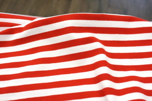 Baumwolljersey // Streifen Breit // Rot Weiss