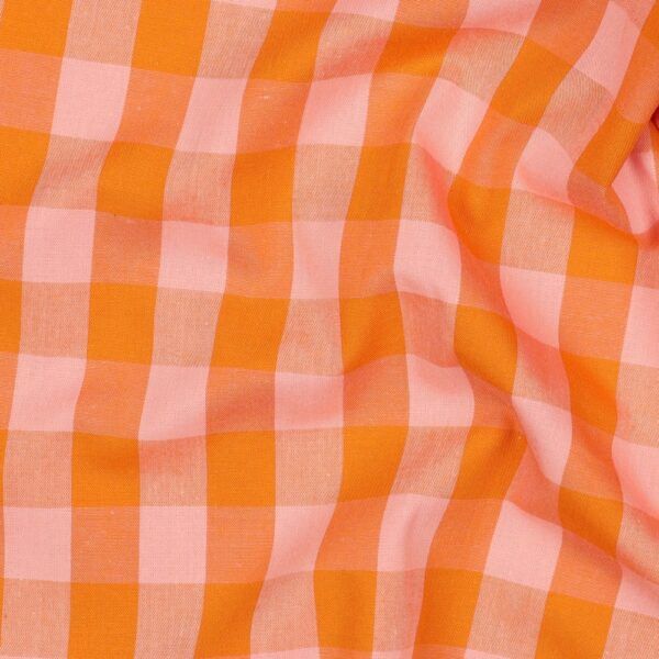Baumwolle // Webstoff // Karo Orange-Lachs – Bild 5