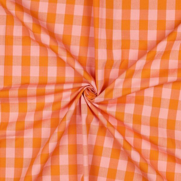 Baumwolle // Webstoff // Karo Orange-Lachs – Bild 4