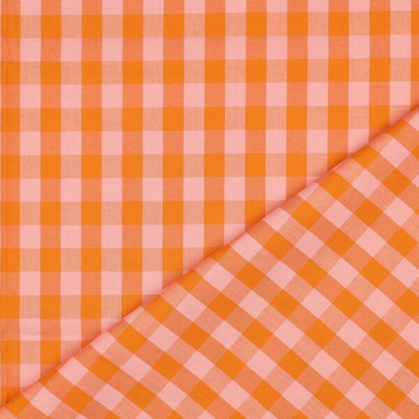 Baumwolle // Webstoff // Karo Orange-Lachs – Bild 3