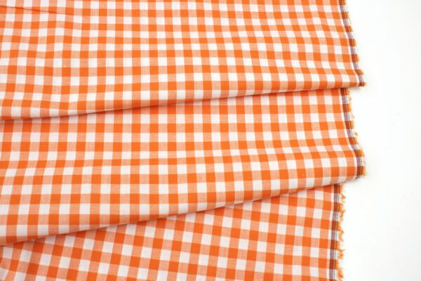 Popeline // Karo // Orange Weiß – Bild 3