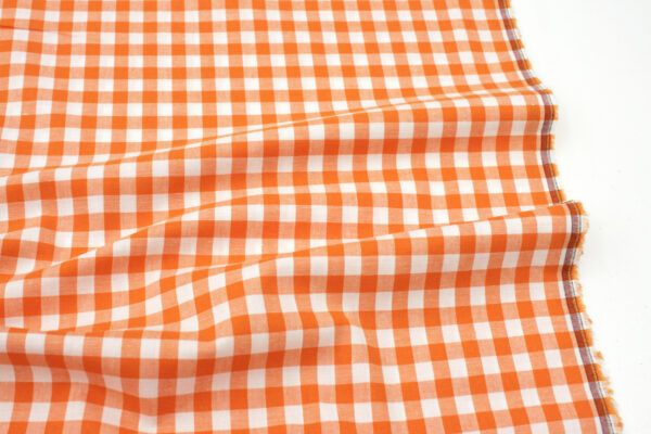 Popeline // Karo // Orange Weiß – Bild 2