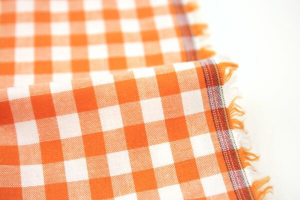 Popeline // Karo // Orange Weiß – Bild 5