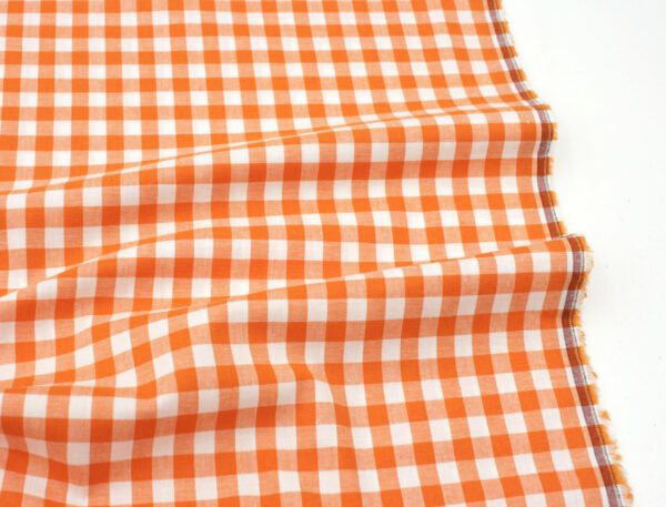 Popeline // Karo // Orange Weiß