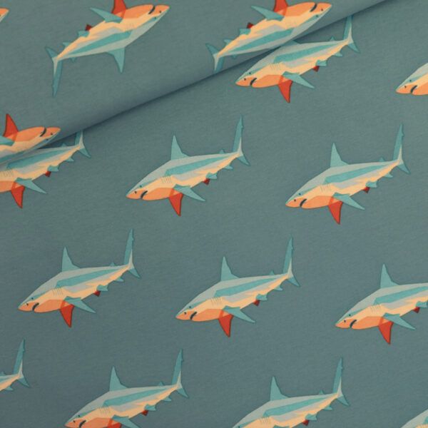 French Terry // SYAS // Sharks // Dusty Turquoise