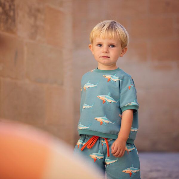 French Terry // SYAS // Sharks // Dusty Turquoise – Bild 6