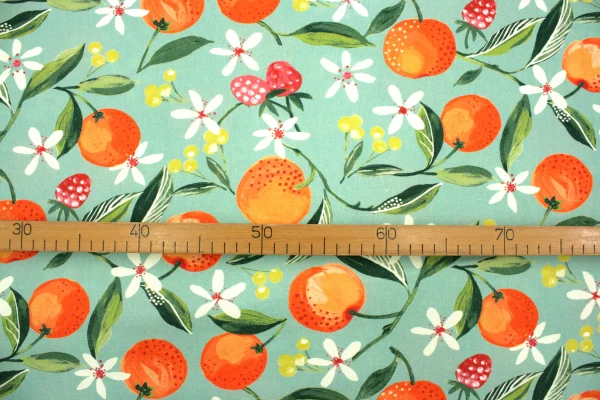 Dekostoff // Möbelstoff // Orange Blossom // Jade – Bild 3
