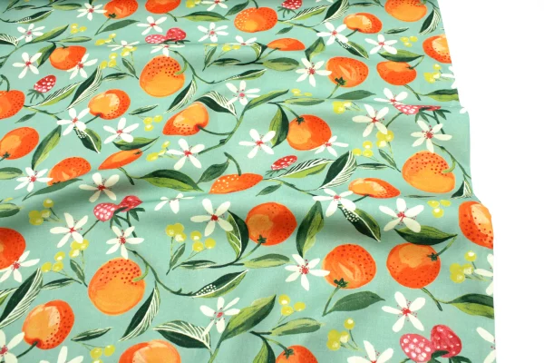 Dekostoff // Möbelstoff // Orange Blossom // Jade – Bild 4
