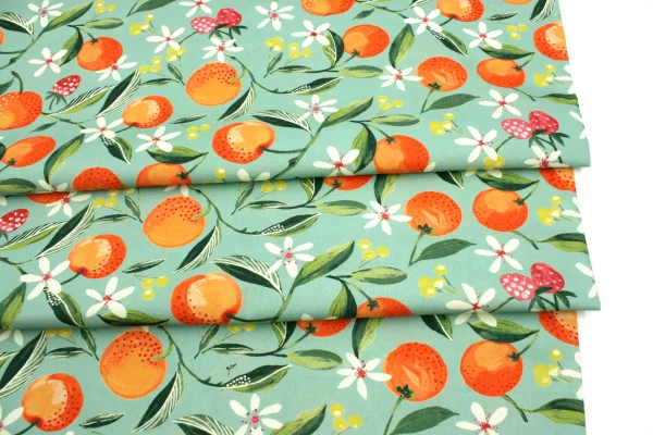 Dekostoff // Möbelstoff // Orange Blossom // Jade – Bild 5