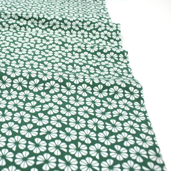 Baumwolljersey // Blumen // Grün Weiß