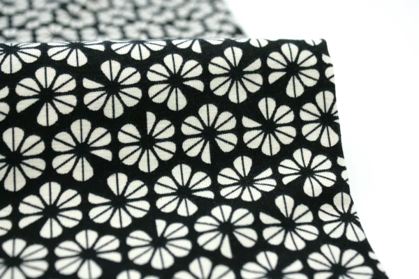 Baumwolljersey // Blumen // Schwarz Beige – Bild 6