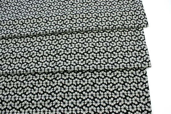 Baumwolljersey // Blumen // Schwarz Beige – Bild 5