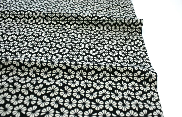 Baumwolljersey // Blumen // Schwarz Beige – Bild 4