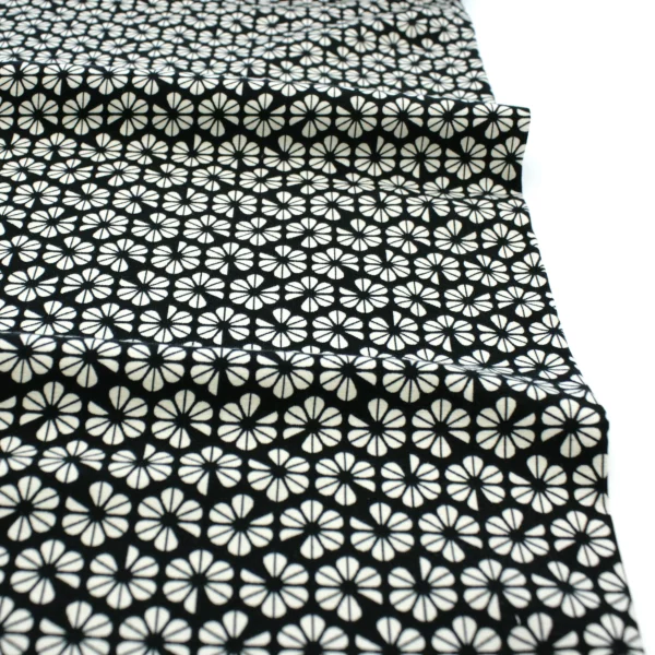 Baumwolljersey // Blumen // Schwarz Beige