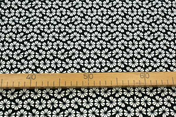 Baumwolljersey // Blumen // Schwarz Beige – Bild 2