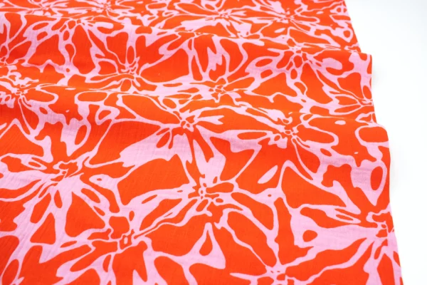 Musselin // Abstrakt Flowers // Red Pink – Bild 4