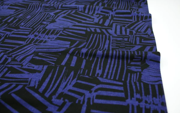 Viskosestrickjersey // Doubleface // Blue Pattern – Bild 2