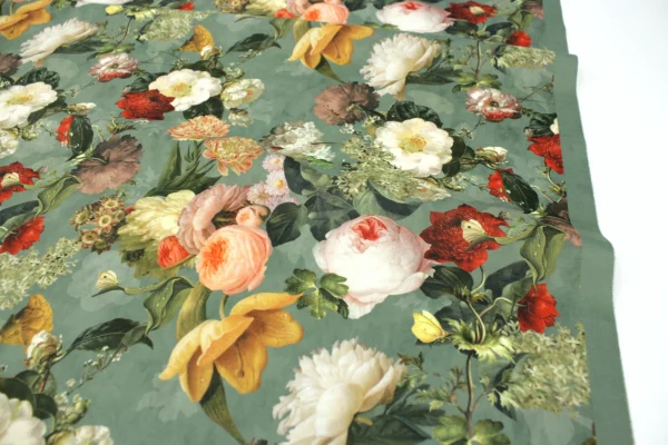 Dekostoff // Samt // Blumen // Mint – Bild 2