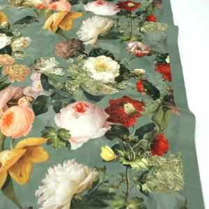 Dekostoff // Samt // Blumen // Mint