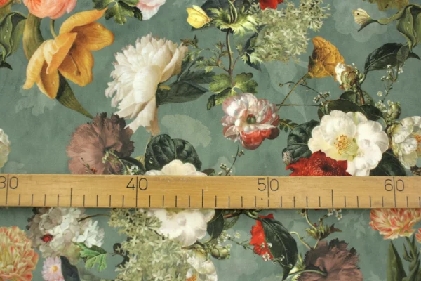 Dekostoff // Samt // Blumen // Mint – Bild 5