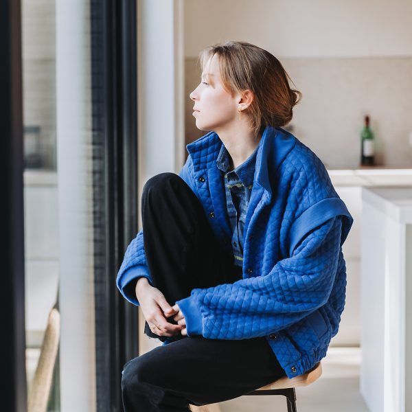 Baumwoll Stepper // Extrabreit // SYAS // Quilted Piqué Knit // Surf The Web Blue – Bild 10