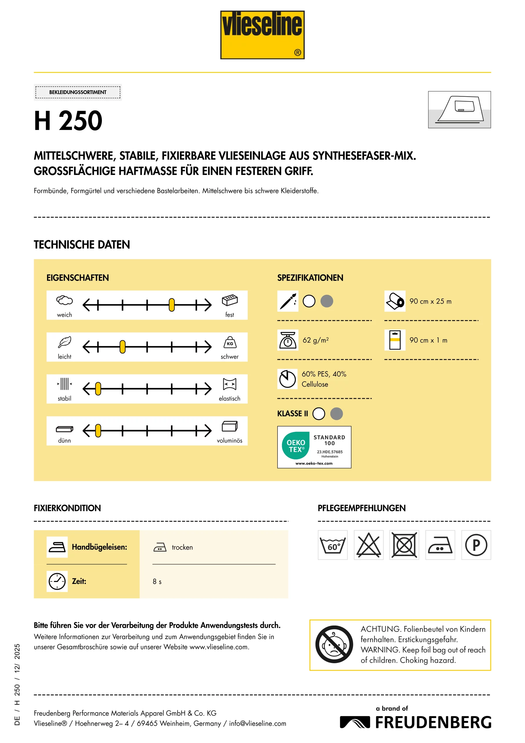 Bügeleinlage // H 250 // Weiss – Bild 2