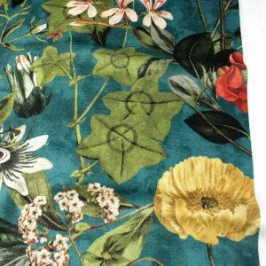 Dekostoff // Möbelstoff // Samt // Passiflora // Kingfisher