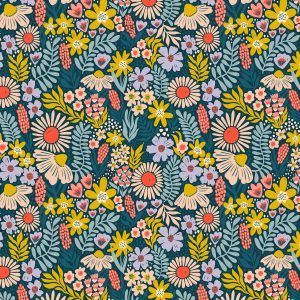 Popeline // Cotton and Steel // Petals in the Sun // Flowers Petrol