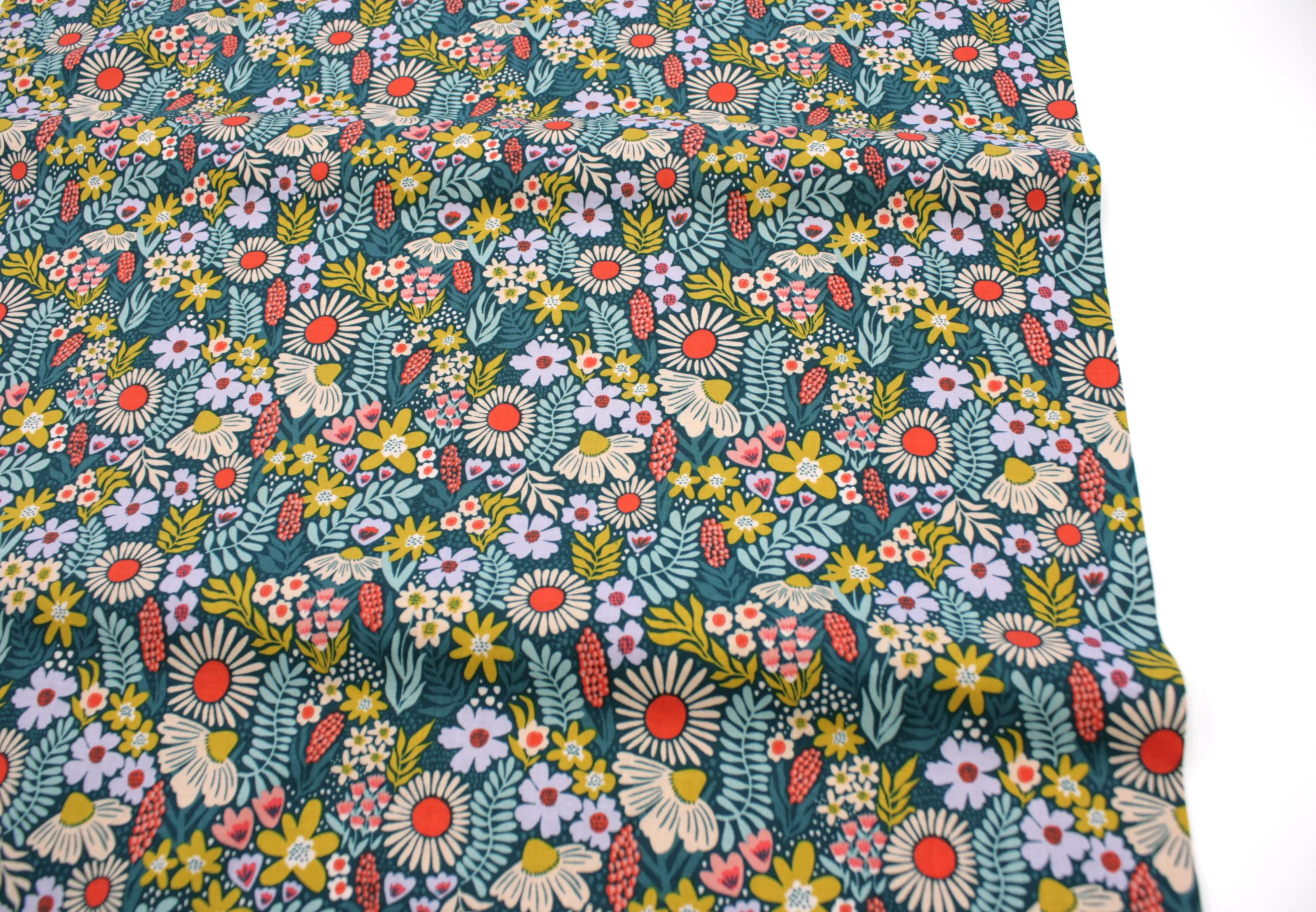 Popeline // Cotton and Steel // Petals in the Sun // Flowers Petrol – Bild 2
