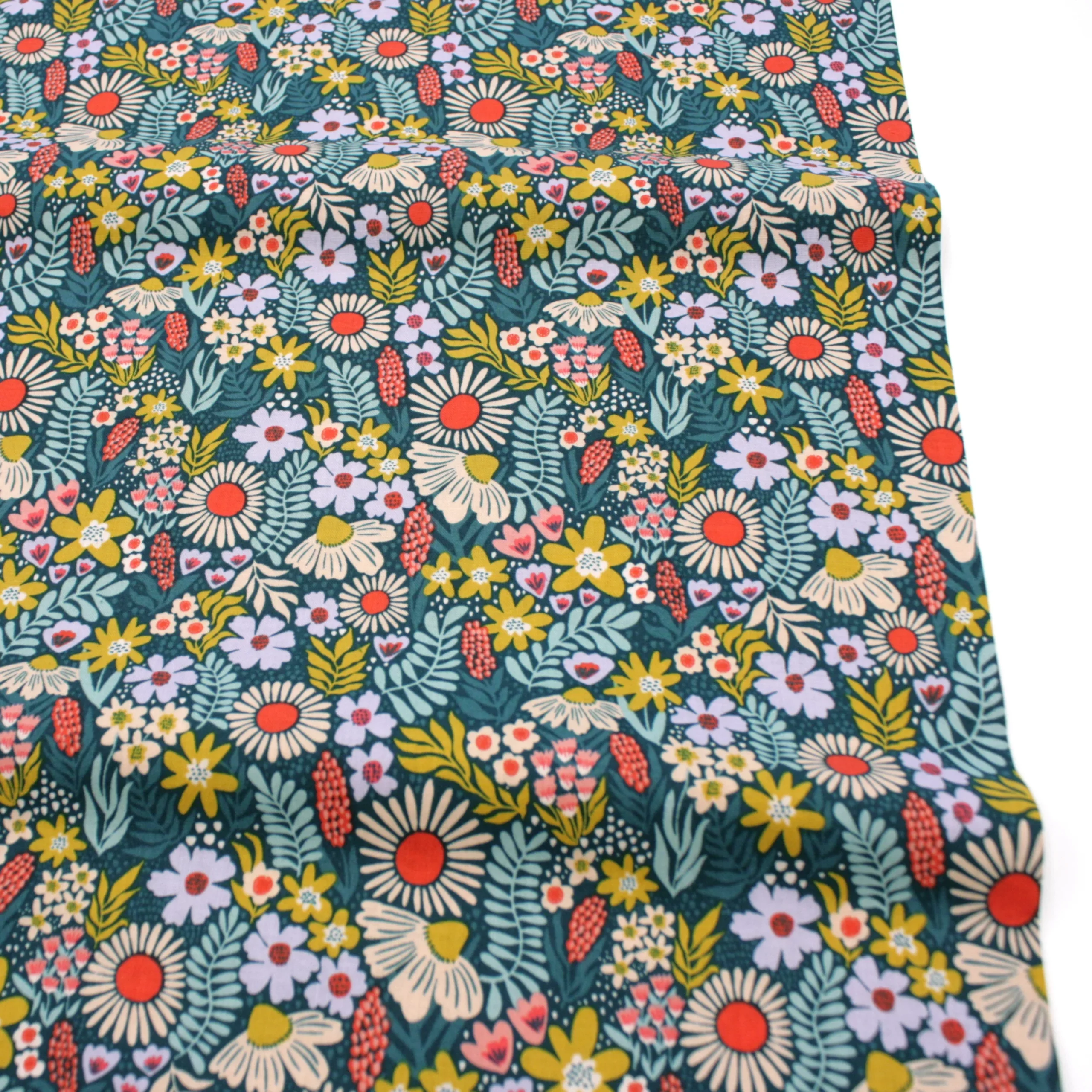 Popeline // Cotton and Steel // Petals in the Sun // Flowers Petrol