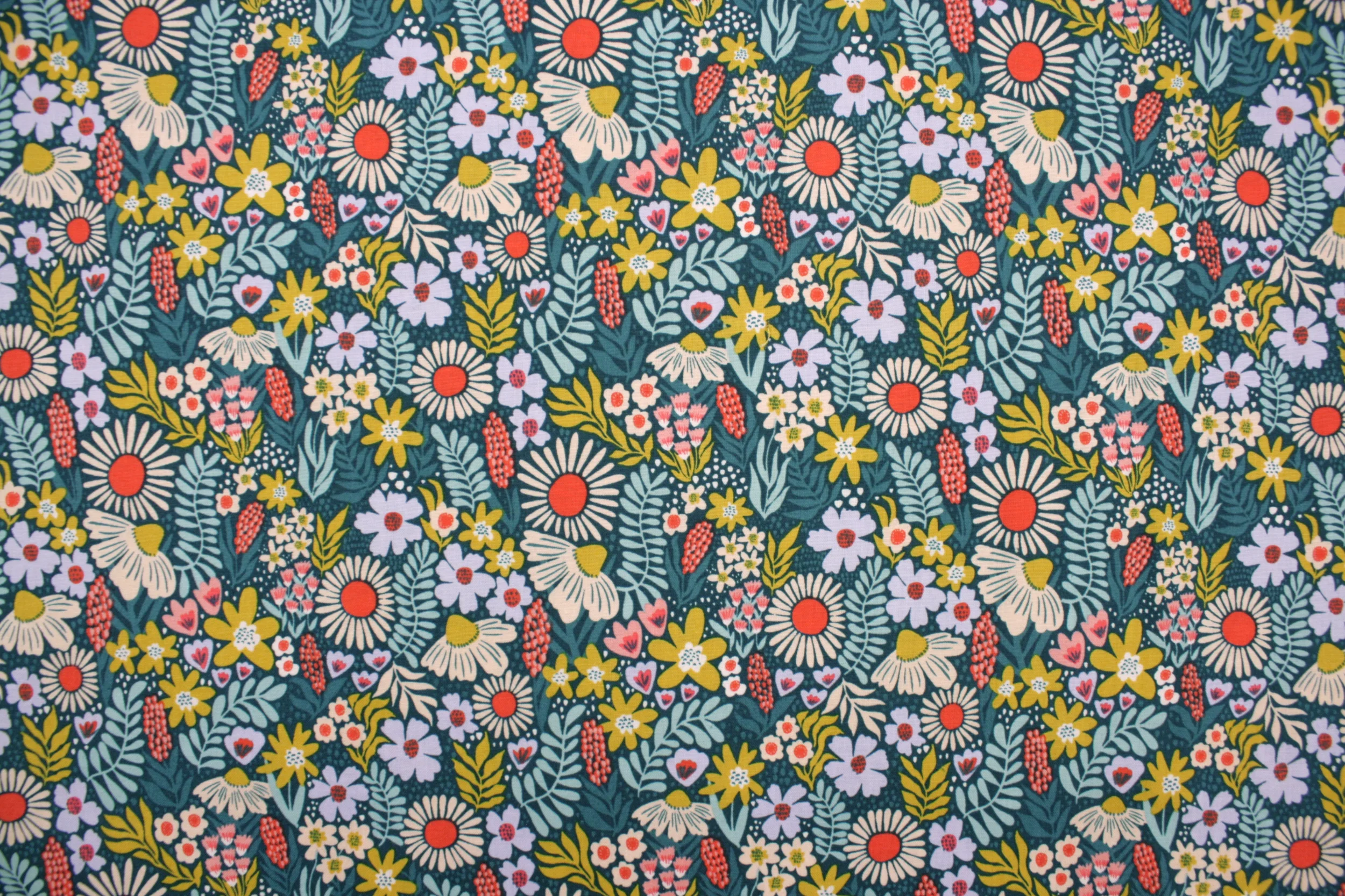 Popeline // Cotton and Steel // Petals in the Sun // Flowers Petrol – Bild 4