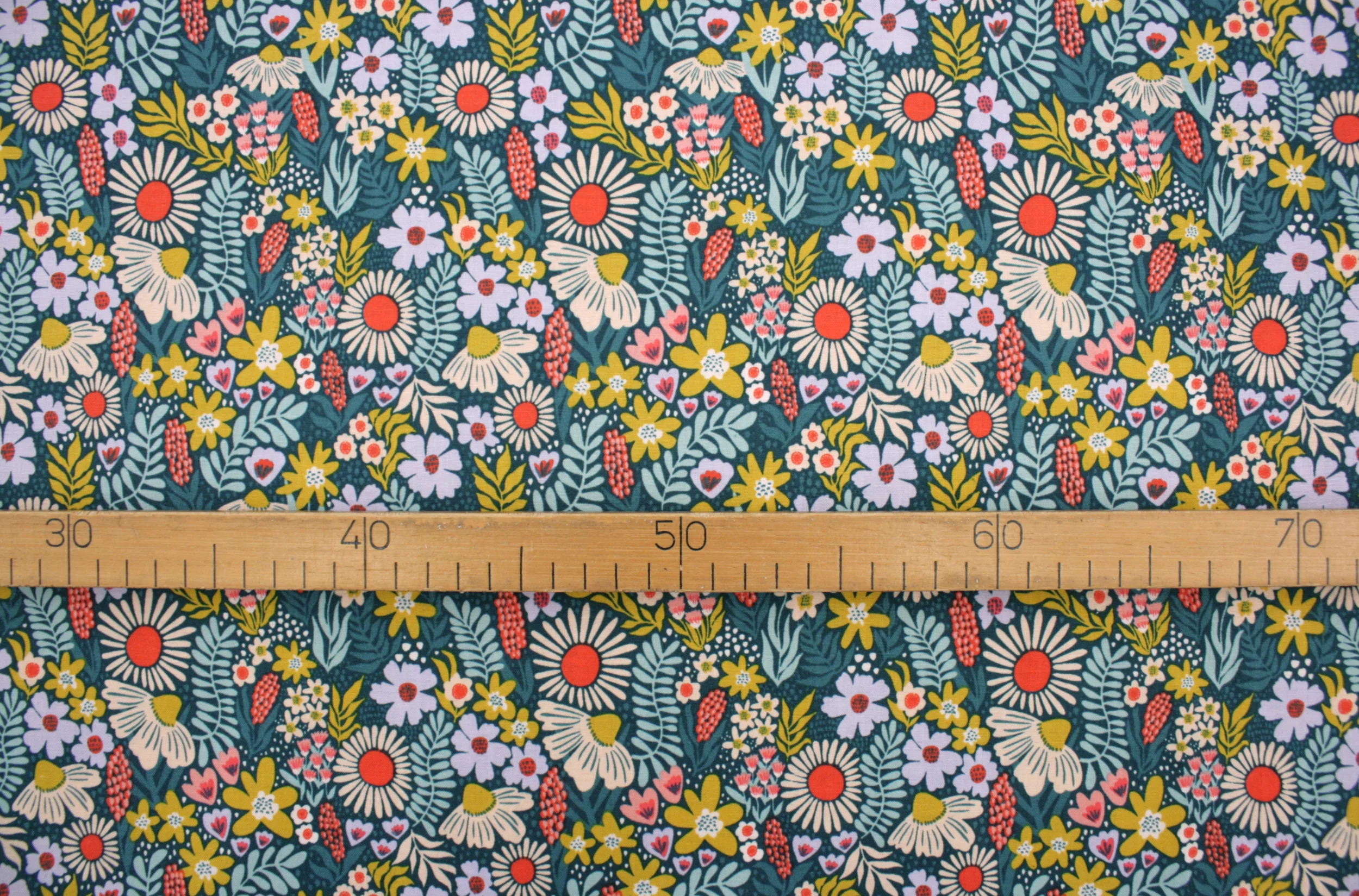 Popeline // Cotton and Steel // Petals in the Sun // Flowers Petrol – Bild 5