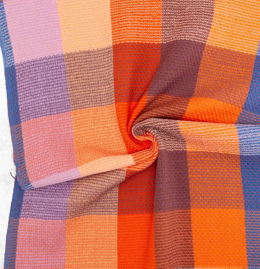 Baumwolle Webstoff // Waffle Happy Checkers // Sorbet – Bild 3